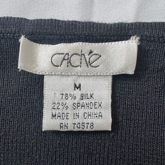 Vintage Cache Y2K Black Silk Beaded Knit Blouse with Zip-Up Detail - Picture 5 of 15